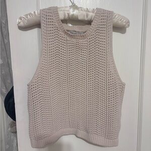 Rachel Zoe Chunky-Knit Sleeveless Sweater Tank in Light Beige